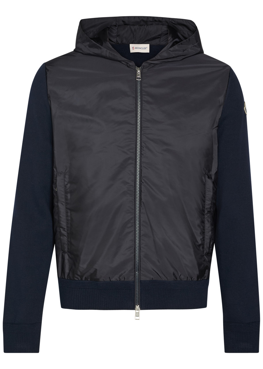 MONCLER Logo-appliquéd hooded shell and cotton-blend jacket