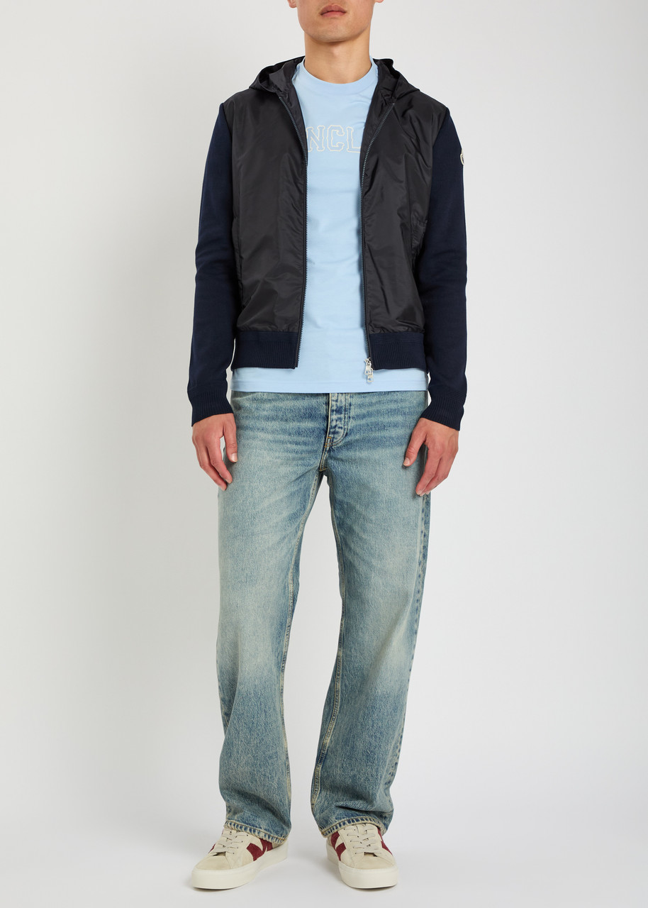MONCLER Logo-appliquéd hooded shell and cotton-blend jacket