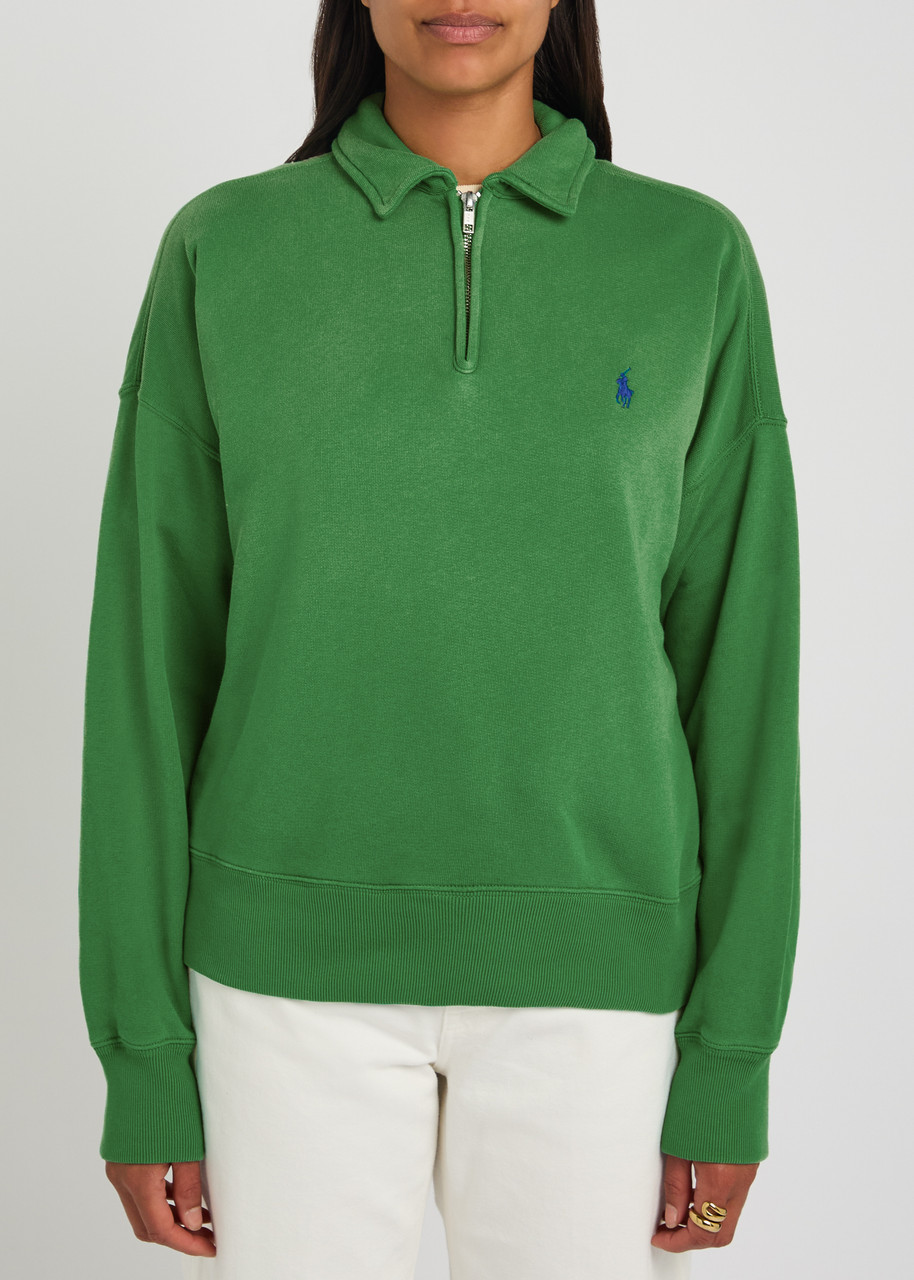 POLO RALPH LAUREN Logo-embroidered cotton-blend polo sweatshirt