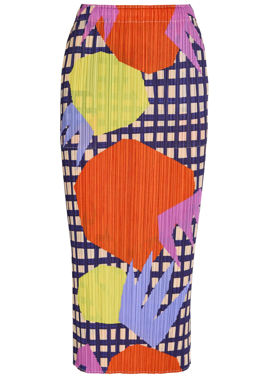 PLEATS PLEASE ISSEY MIYAKE Printed pleated woven midi skirt