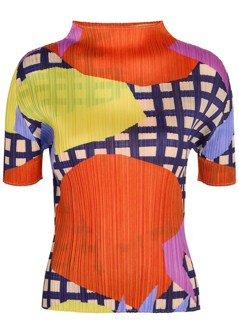 PLEATS PLEASE ISSEY MIYAKE Printed pleated woven top | Harvey Nichols