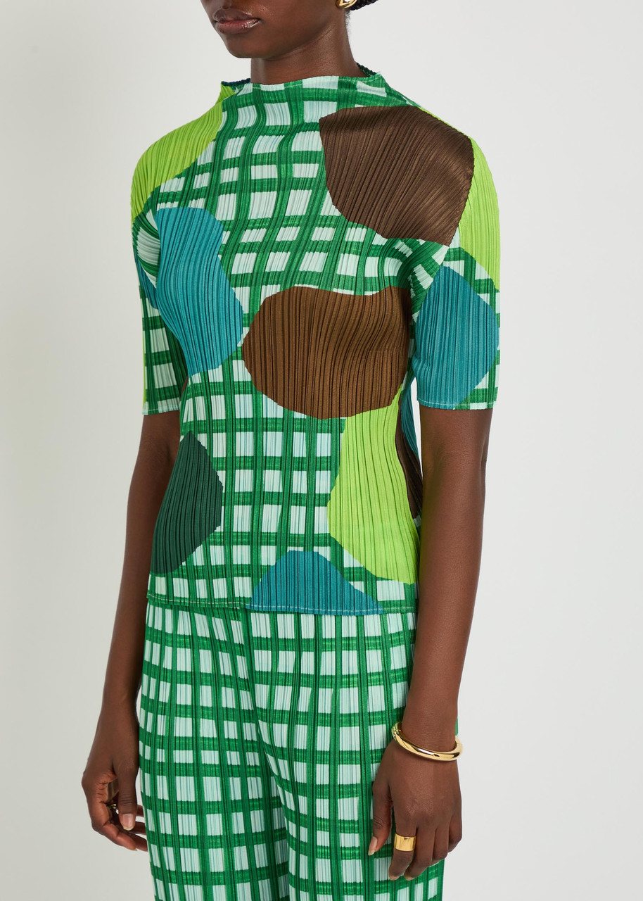 PLEATS PLEASE ISSEY MIYAKE Printed pleated woven top | Harvey Nichols