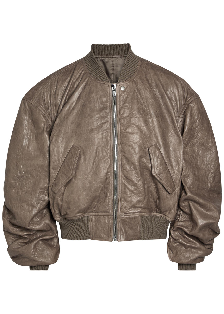 RICK OWENS Seccia padded grained leather bomber jacket | Harvey