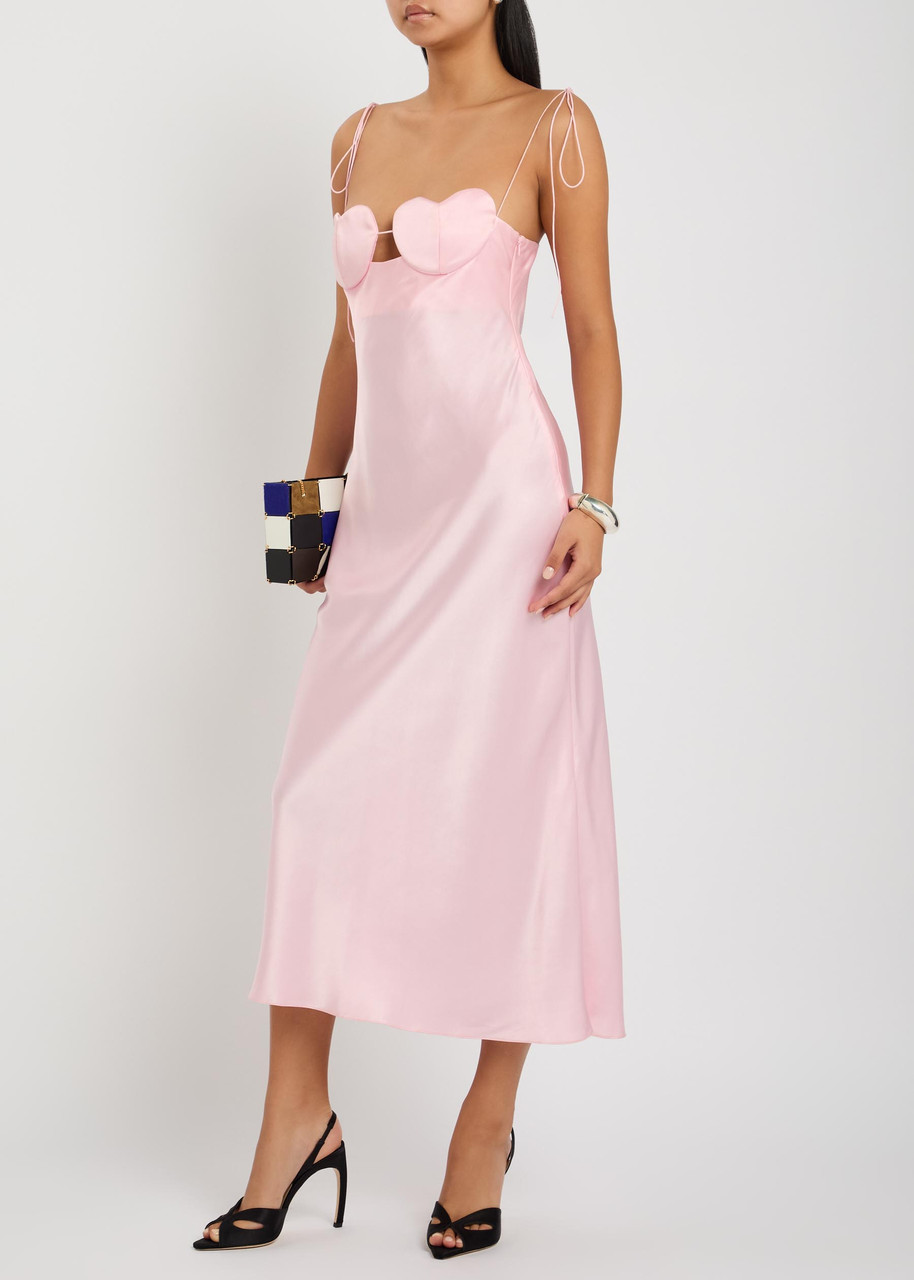 satin heart midi dress Voice In My Heart Midi Dress Pink