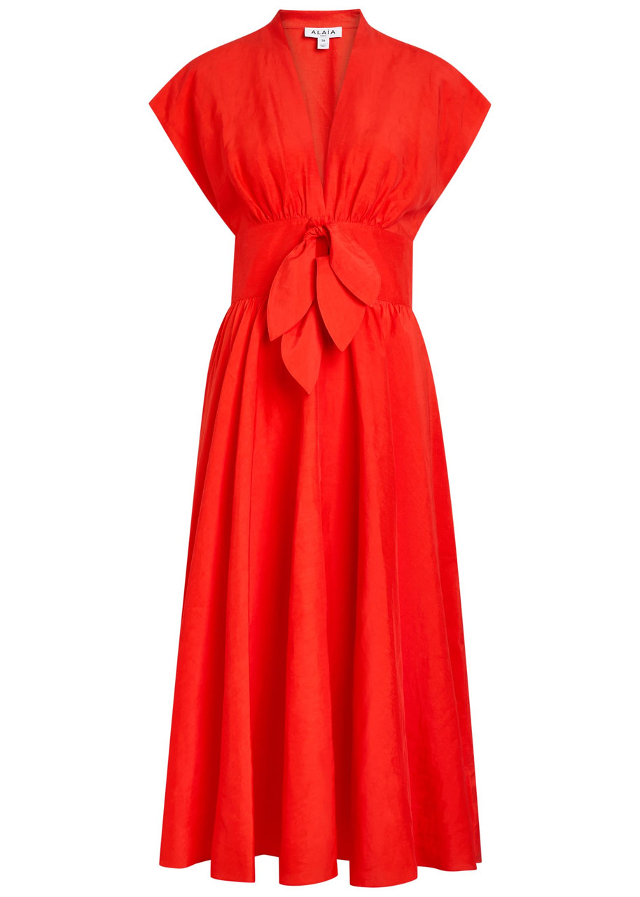 ワンピース alaia dress ALAÏA Belted woven midi dress | Harvey Nichols