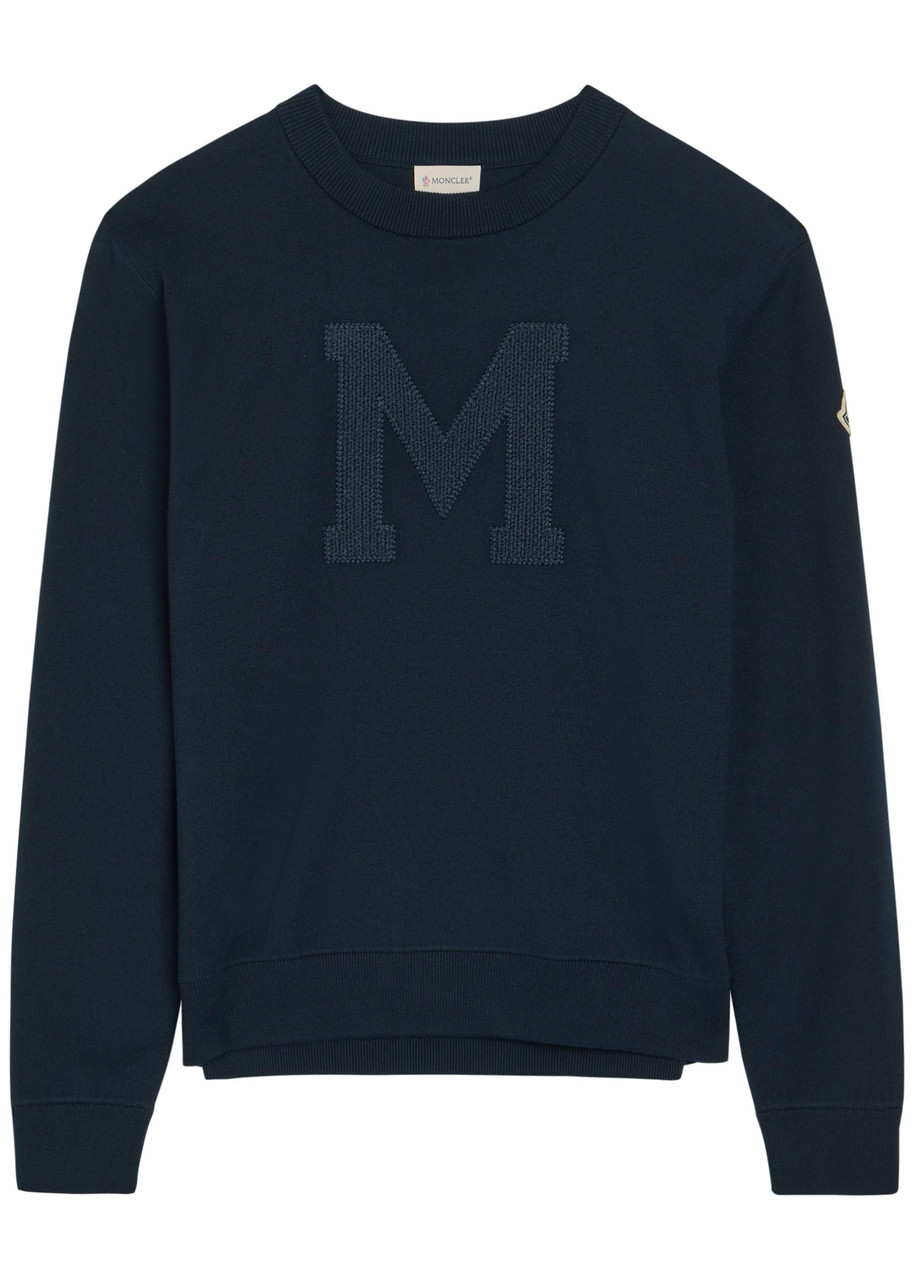 MONCLER Logo-embroidered cotton-blend jumper | Harvey Nichols
