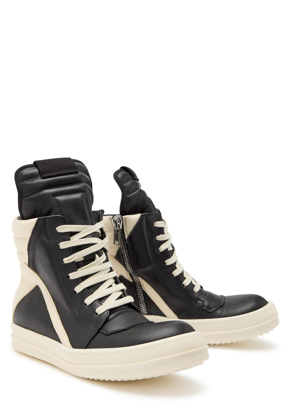RICK OWENS Geobasket panelled leather sneakers | Harvey Nichols