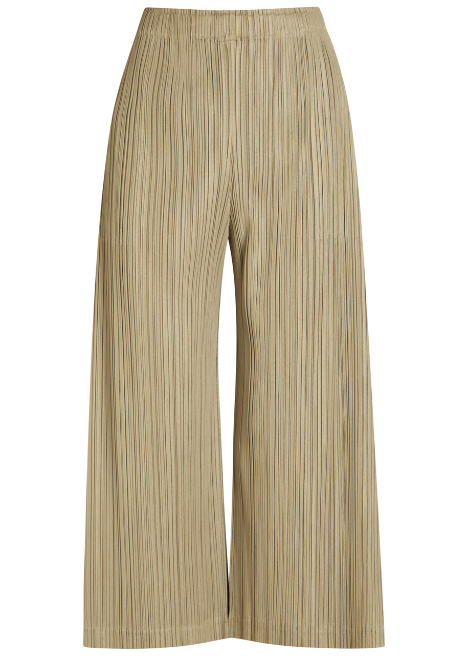PLEATS PLEASE ISSEY MIYAKE Pleated woven cropped trousers | Harvey