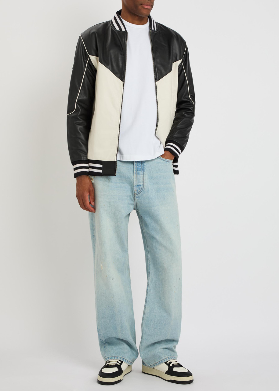 AN-Y1 Racing quilted colour-blocked leather bomber jacket | Harvey