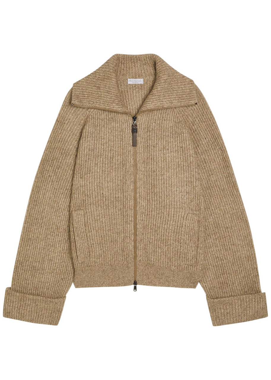 BRUNELLO CUCINELLI Metallic-knit cashmere-blend cardigan | Harvey