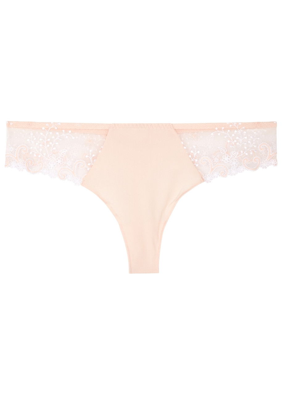 Light Roses G-String with Tanga-Style Panel 