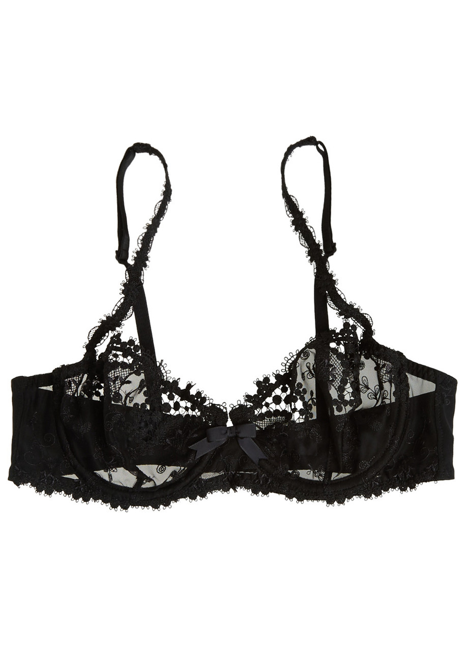 Simone Perele Marquises Black Lace Bra Women's 34B Made in France