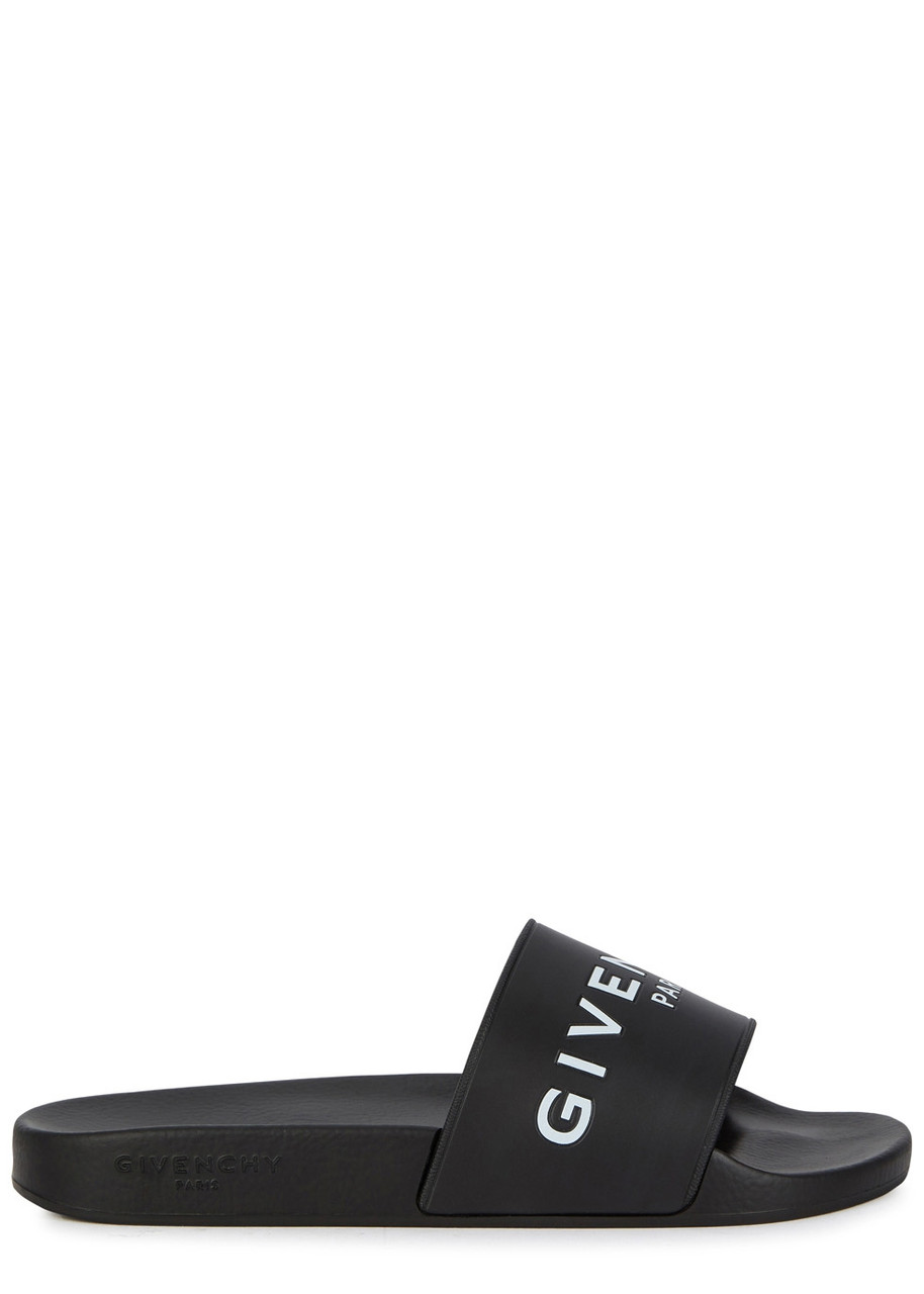 Givenchy Logo Rubber Sliders In Black