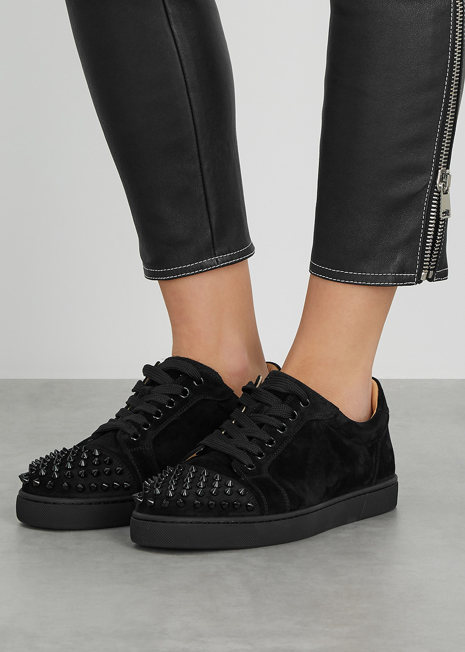 Christian Louboutin Vieira Spikes Suede Sneakers - Black