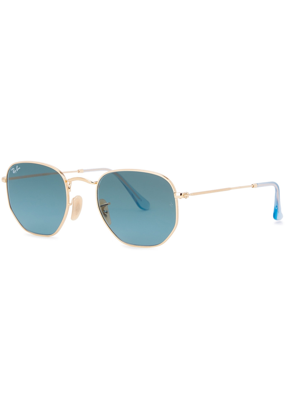 RAY-BAN Gold-tone oval-frame sunglasses | Harvey Nichols
