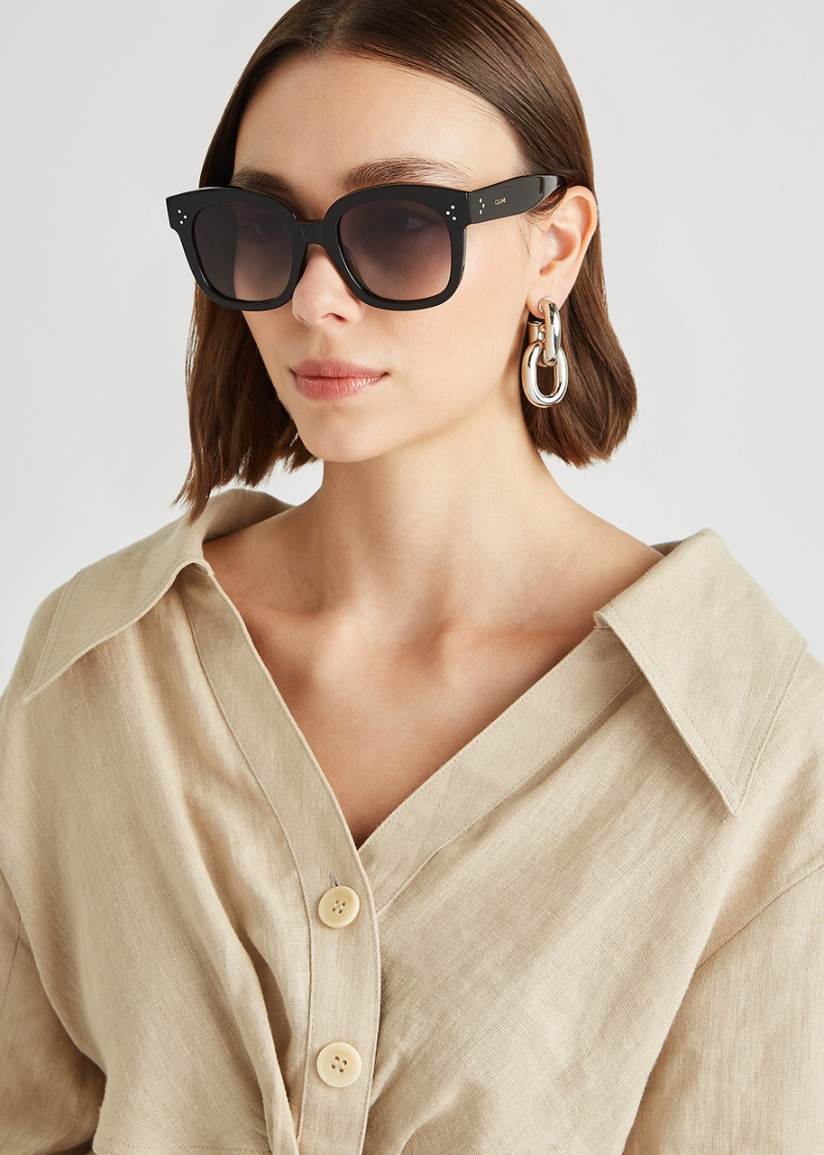 CELINE Black oversized squareframe sunglasses Harvey Nichols