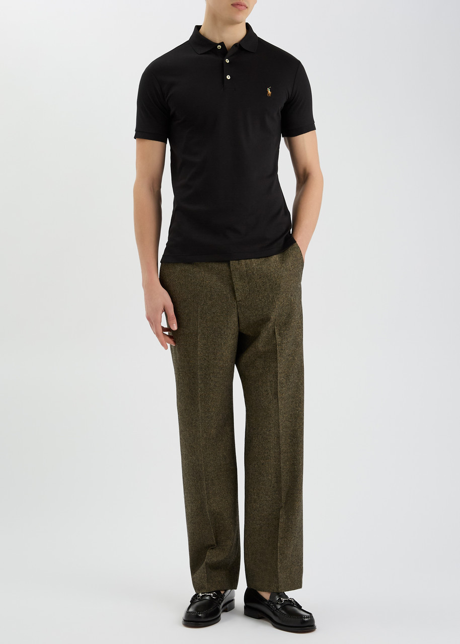 POLO RALPH LAUREN Black slim Pima-cotton polo shirt | Harvey Nichols