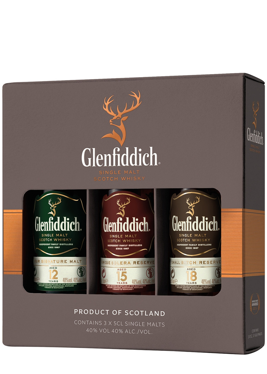 GLENFIDDICH Single Malt Scotch Whisky Miniature Gift Pack 3 x 50ml