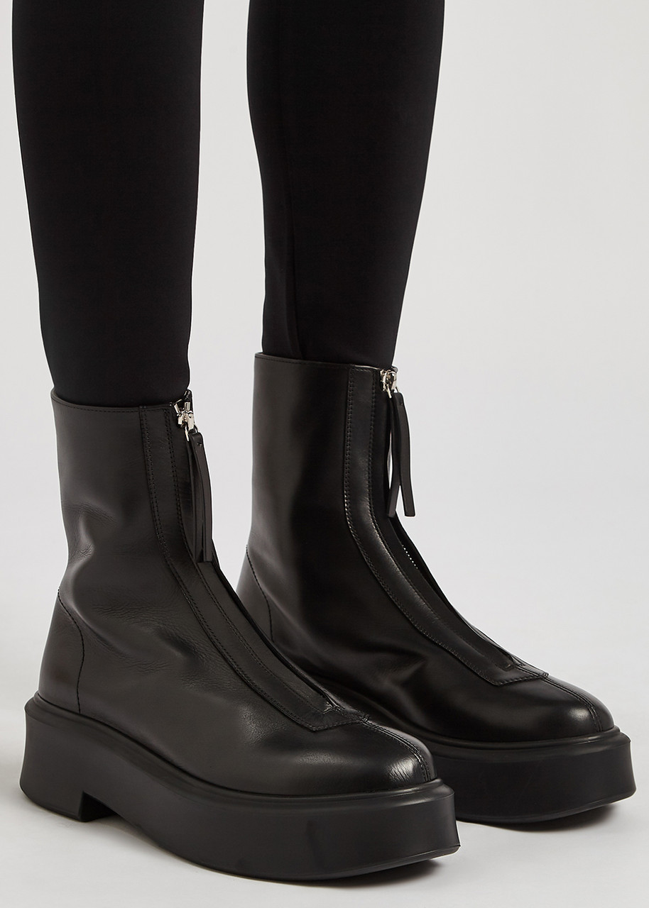 THE ROW Zipped 1 leather flatform ankle boots | Harvey Nichols