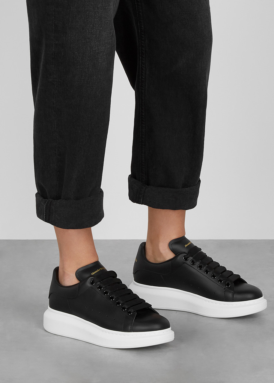 ALEXANDER MCQUEEN Oversized black leather sneakers