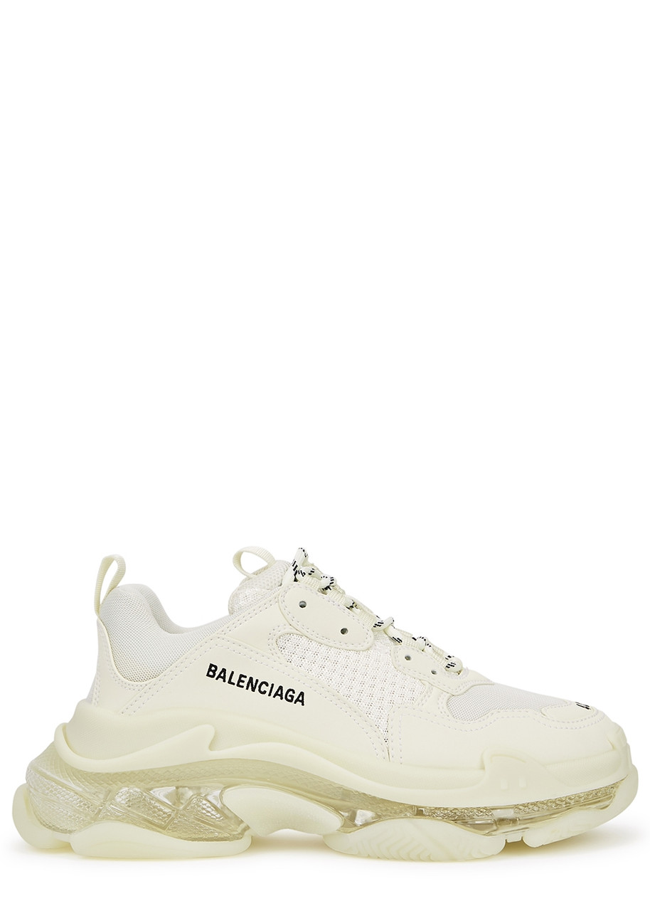 BALENCIAGA Triple S off-white panelled sneakers | Harvey Nichols