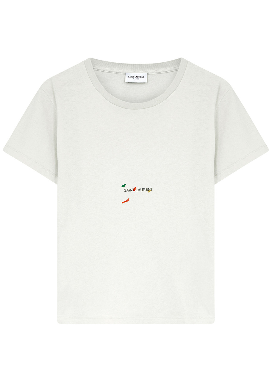 YVES SAINT LAURENT X Bruno V.Roels off-white logo cotton T-shirt