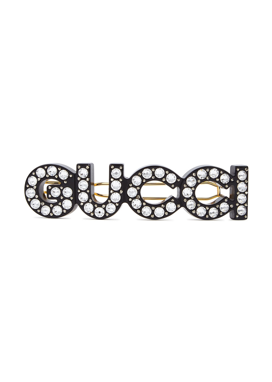 GUCCI Crystal-embellished logo hair clip | Harvey Nichols