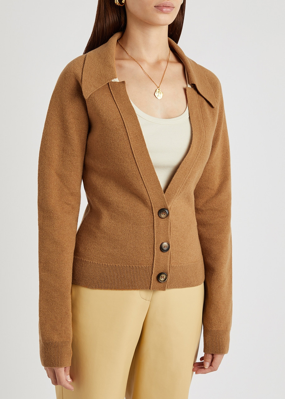 Womens Cardigan Nanushka Cardigan NANUSHKA Jodi Camel Knitted