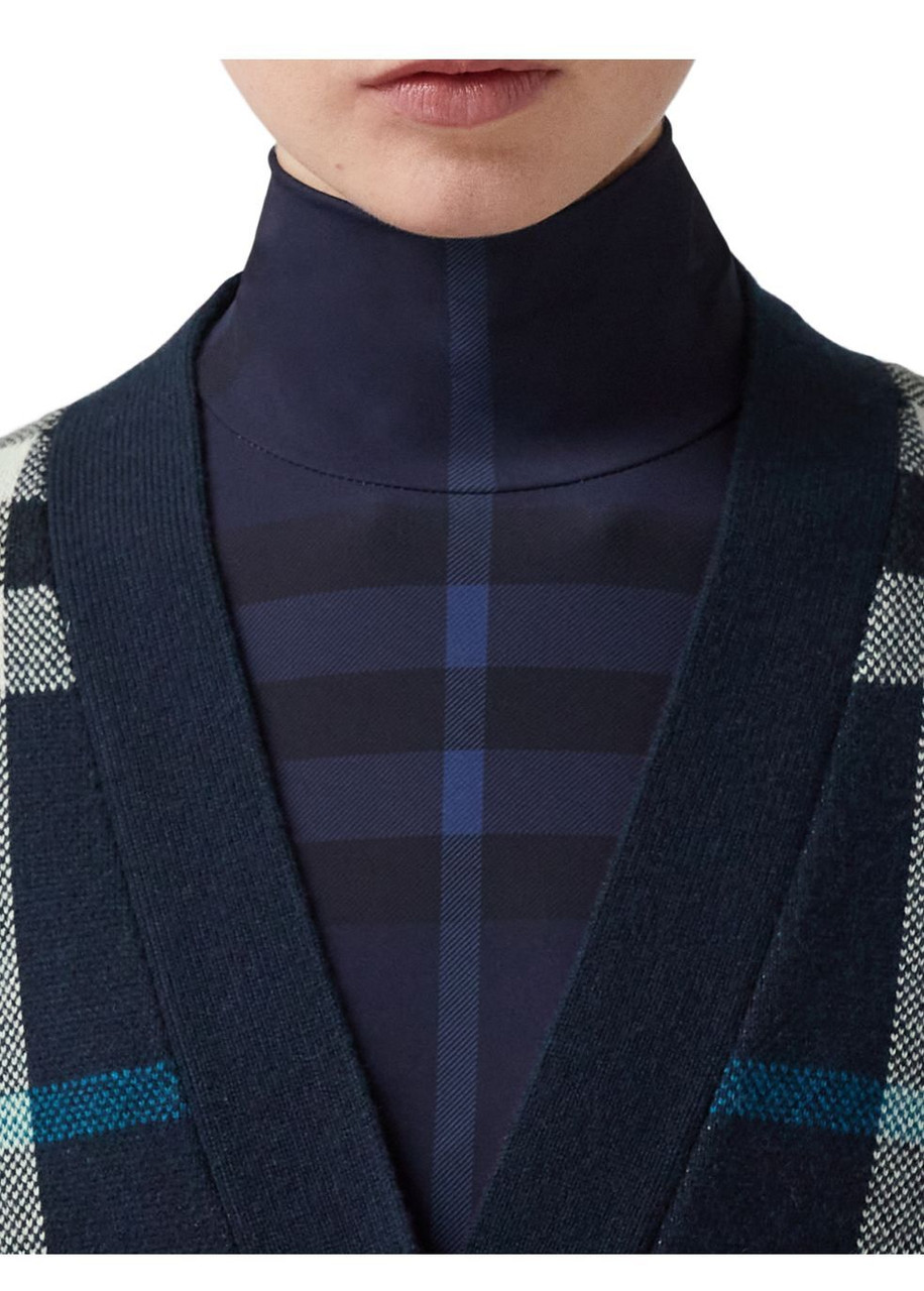 BURBERRY Check wool cashmere jacquard oversized cardigan | Harvey