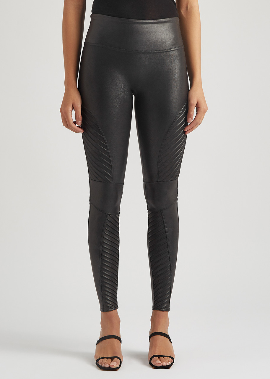 SPANX, Pants & Jumpsuits, Spanx By Sara Blakely Faux Leather Moto Leggings  Shapewear Very Black Sz Xl Nwt