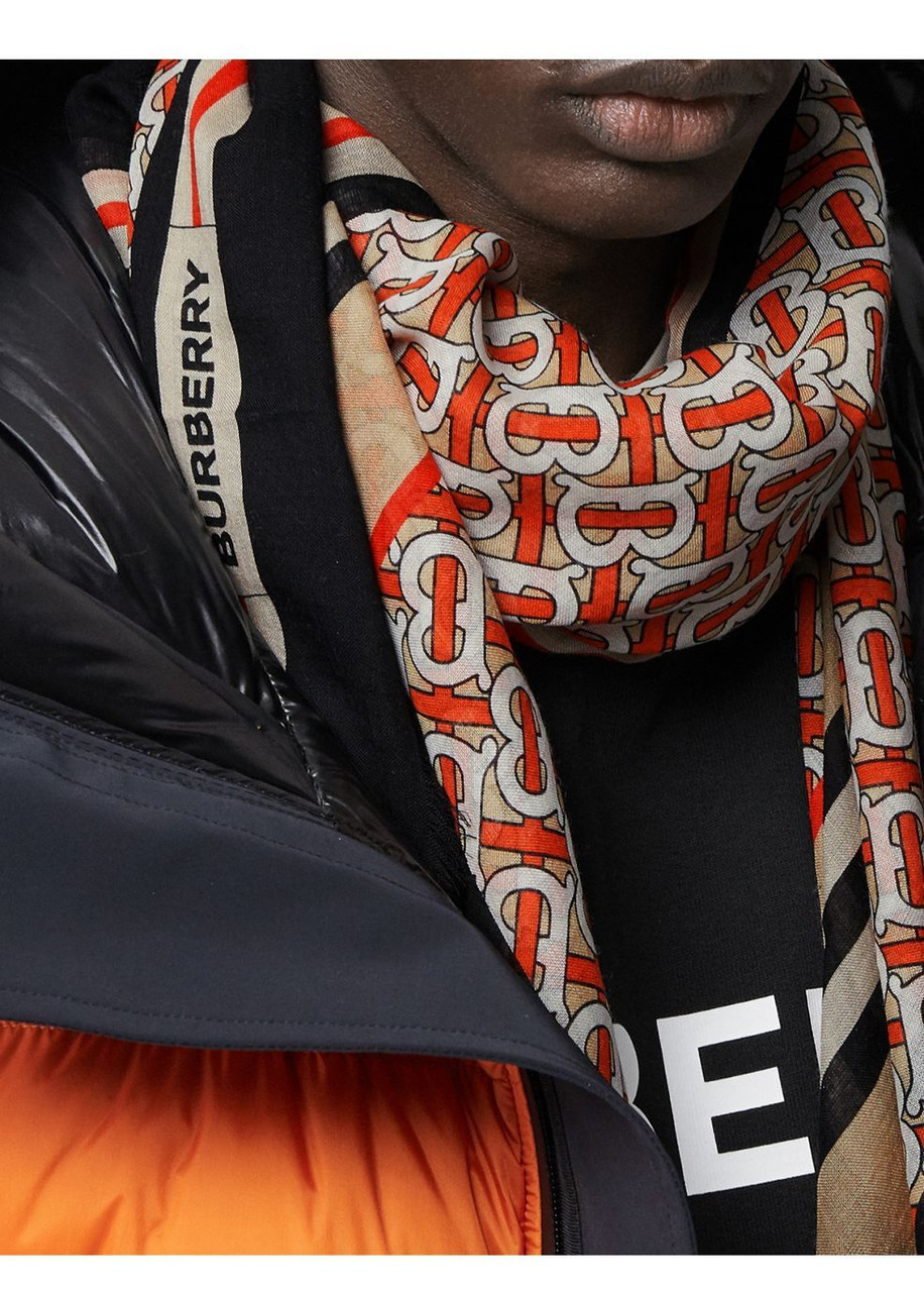 BURBERRY Montage print wool silk square large scarf Harvey Nichols