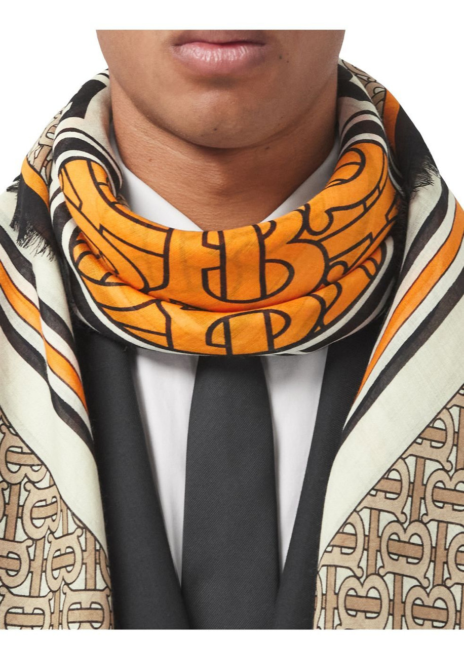 BURBERRY Monogram print wool silk large square scarf | Harvey Nichols