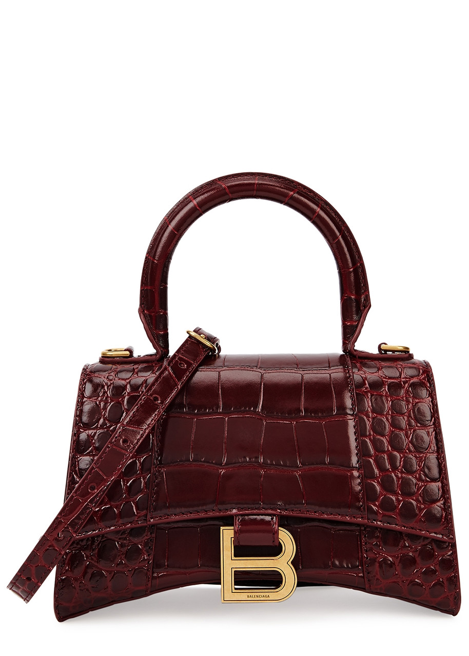 BALENCIAGA Hourglass XS crocodile-effect top handle bag