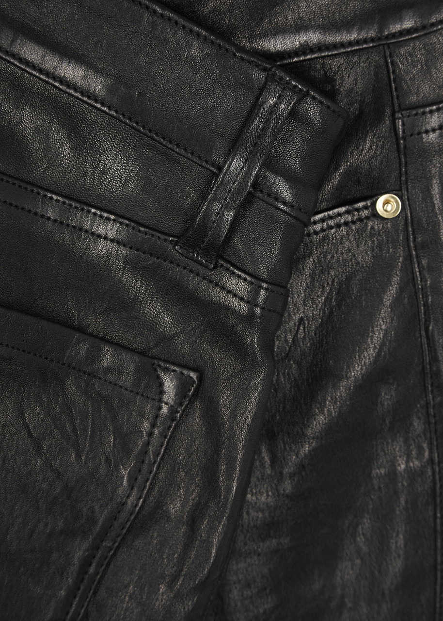 FRAME Le Crop Mini Boot black leather jeans | Harvey Nichols