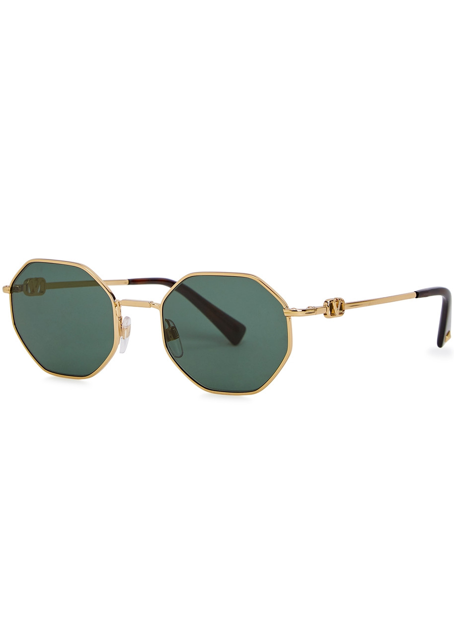 VALENTINO Gold-tone octagonal-frame sunglasses | Harvey Nichols