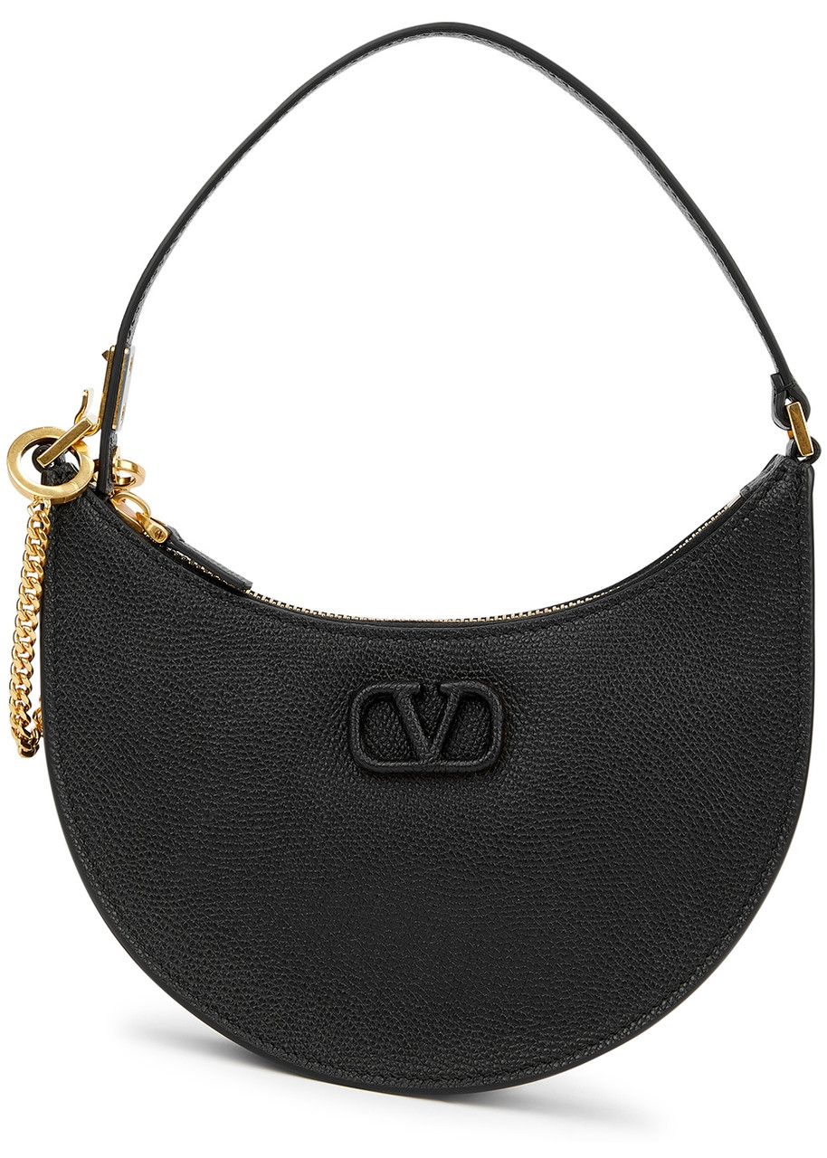 V Logo Signature Mini Leather Shoulder Bag in Black - Valentino Garavani