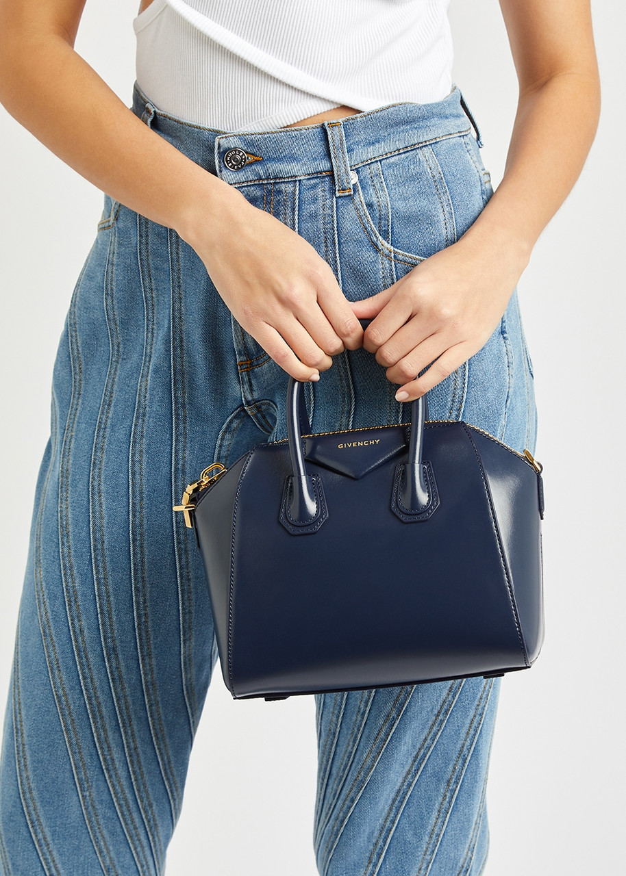 Givenchy Blue Sugar Goatskin Leather Mini Antigona Bag