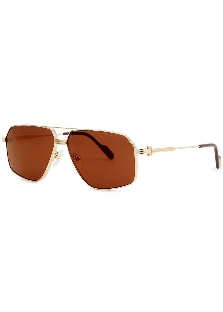 CARTIER Première De Cartier gold-tone aviator-style sunglasses