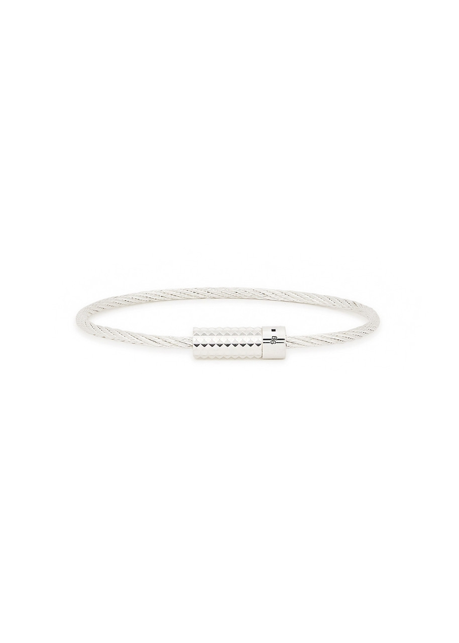 LE GRAMME 9g polished sterling silver pyramid guilloche cable bracelet |  Harvey Nichols