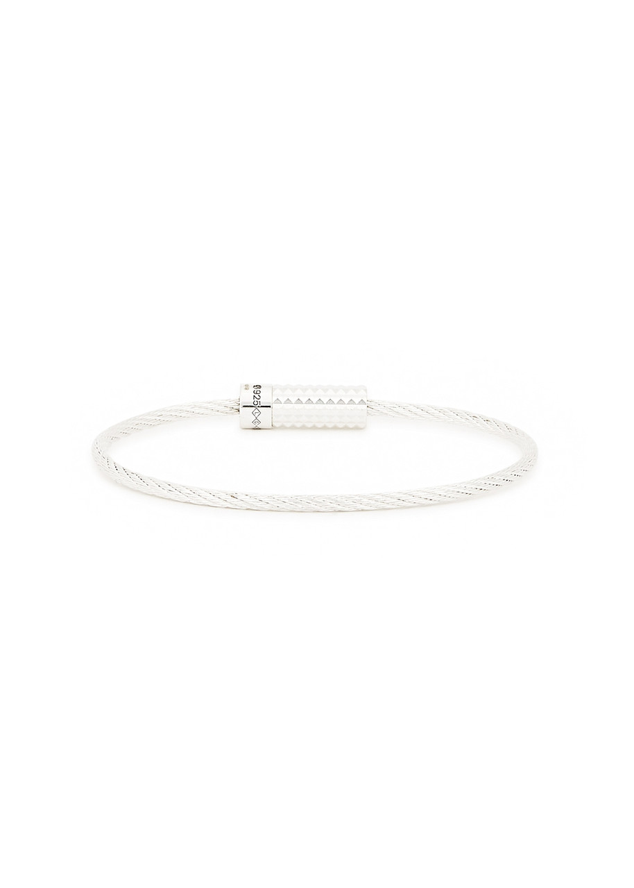 LE GRAMME 9g Nichols cable polished bracelet Harvey sterling | silver guilloche pyramid