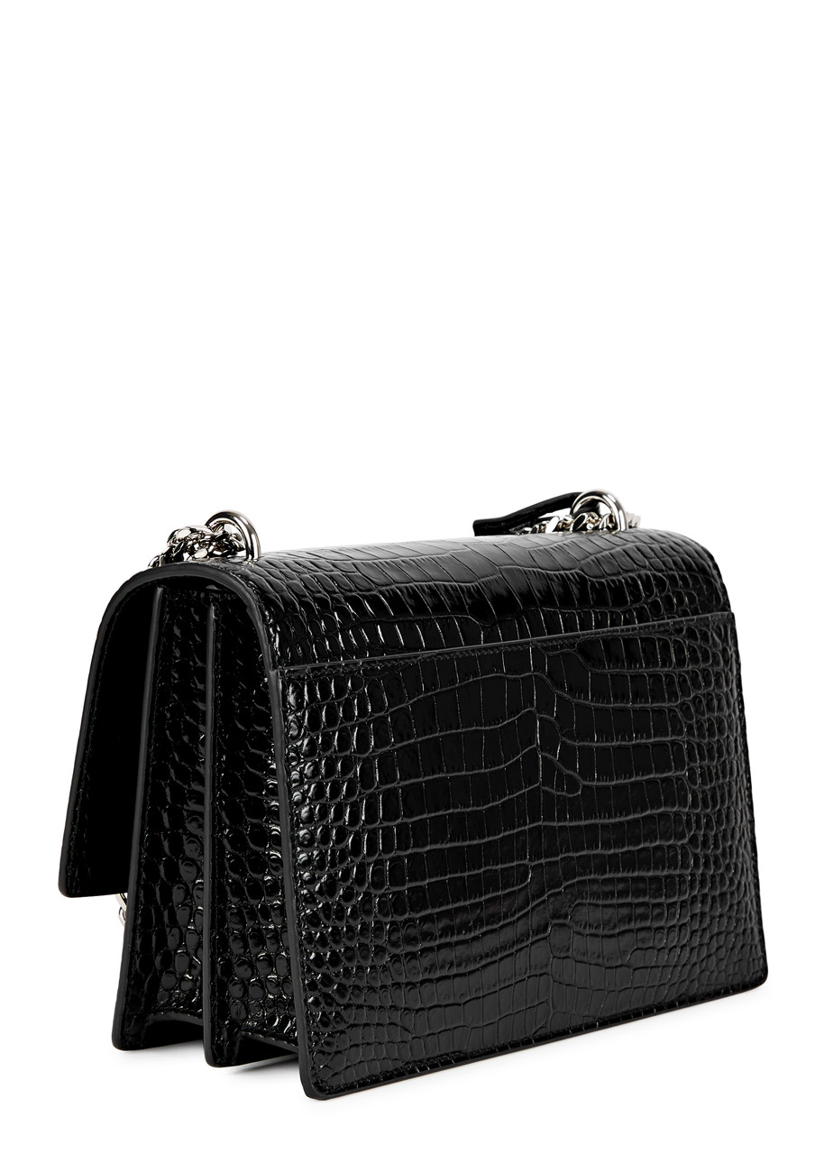 Saint Laurent 1000 Medium Sunset Croc-Embossed Shoulder Bag