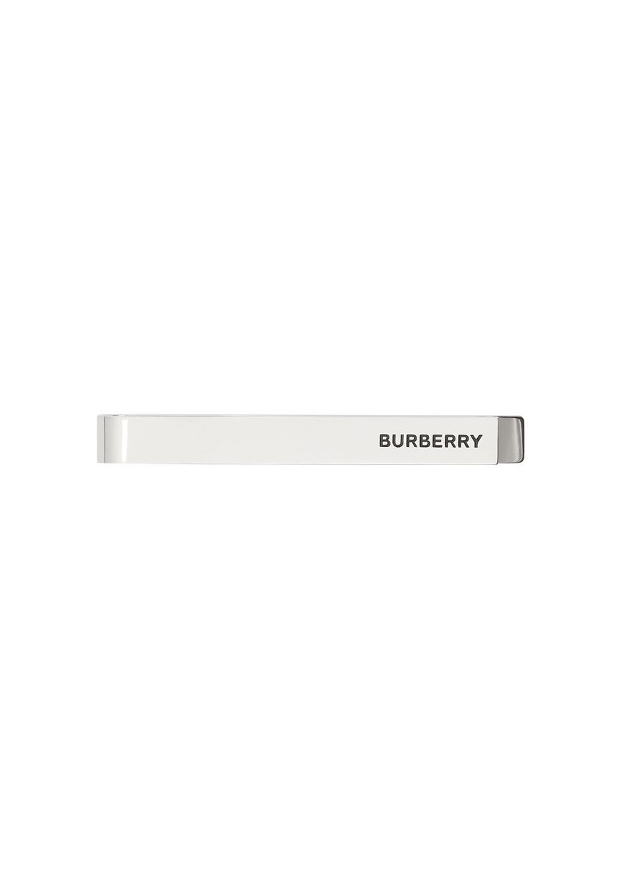 BURBERRY Logo detail palladium-plated tie bar