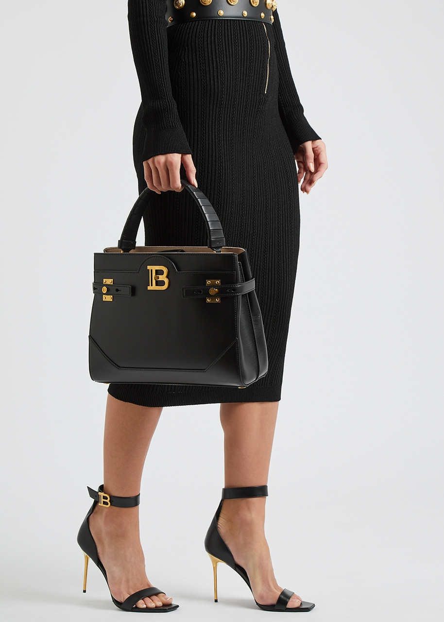 BALMAIN B-Buzz black leather top handle bag | Harvey Nichols