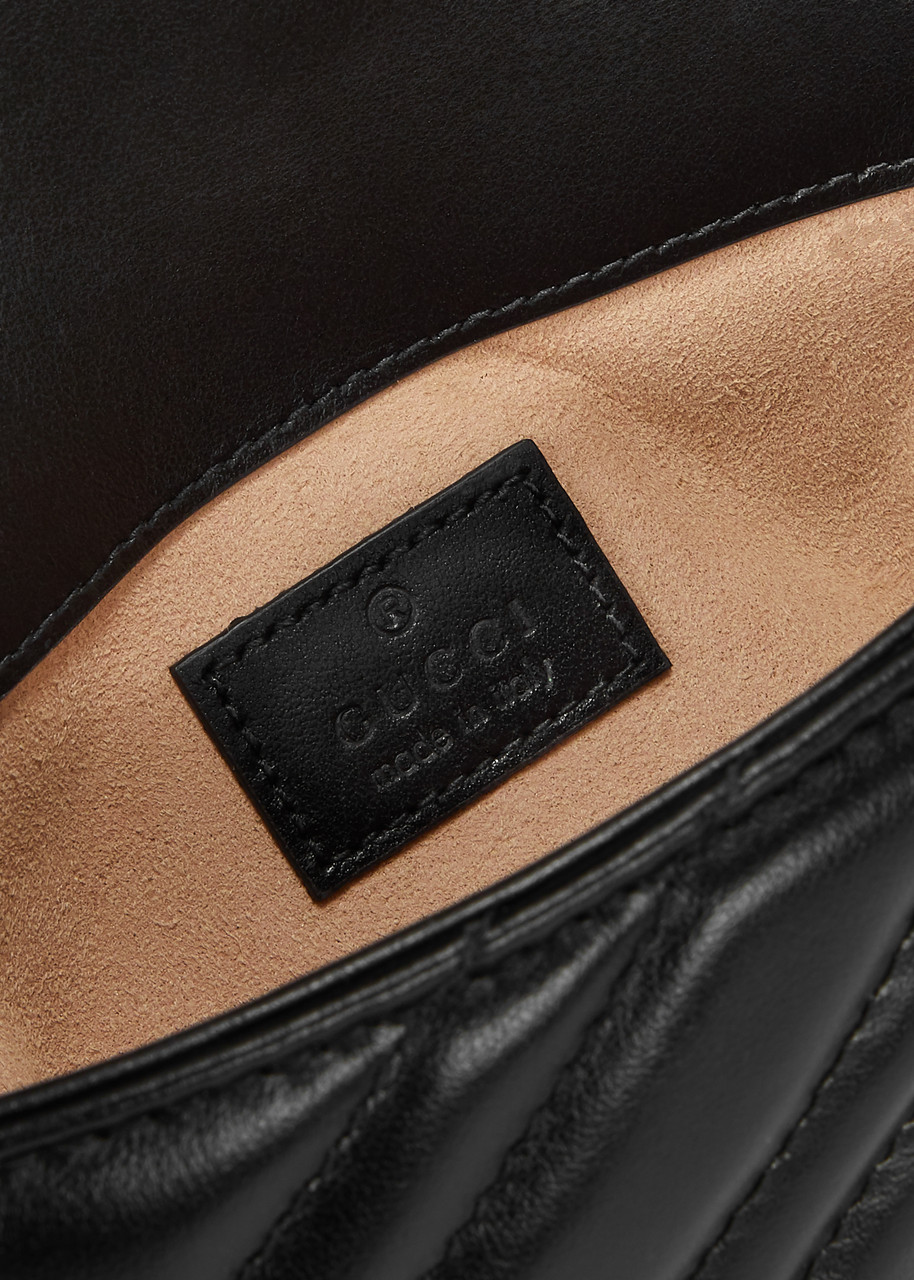 Gucci GG Marmont Matelassé Leather Super Mini Bag in White Chevron