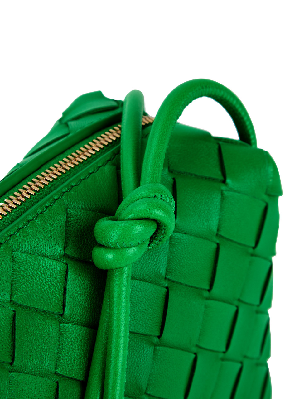 Bottega Veneta Parakeet Green Intrecciato Woven Leather Mini Loop Camera Bag  - Yoogi's Closet