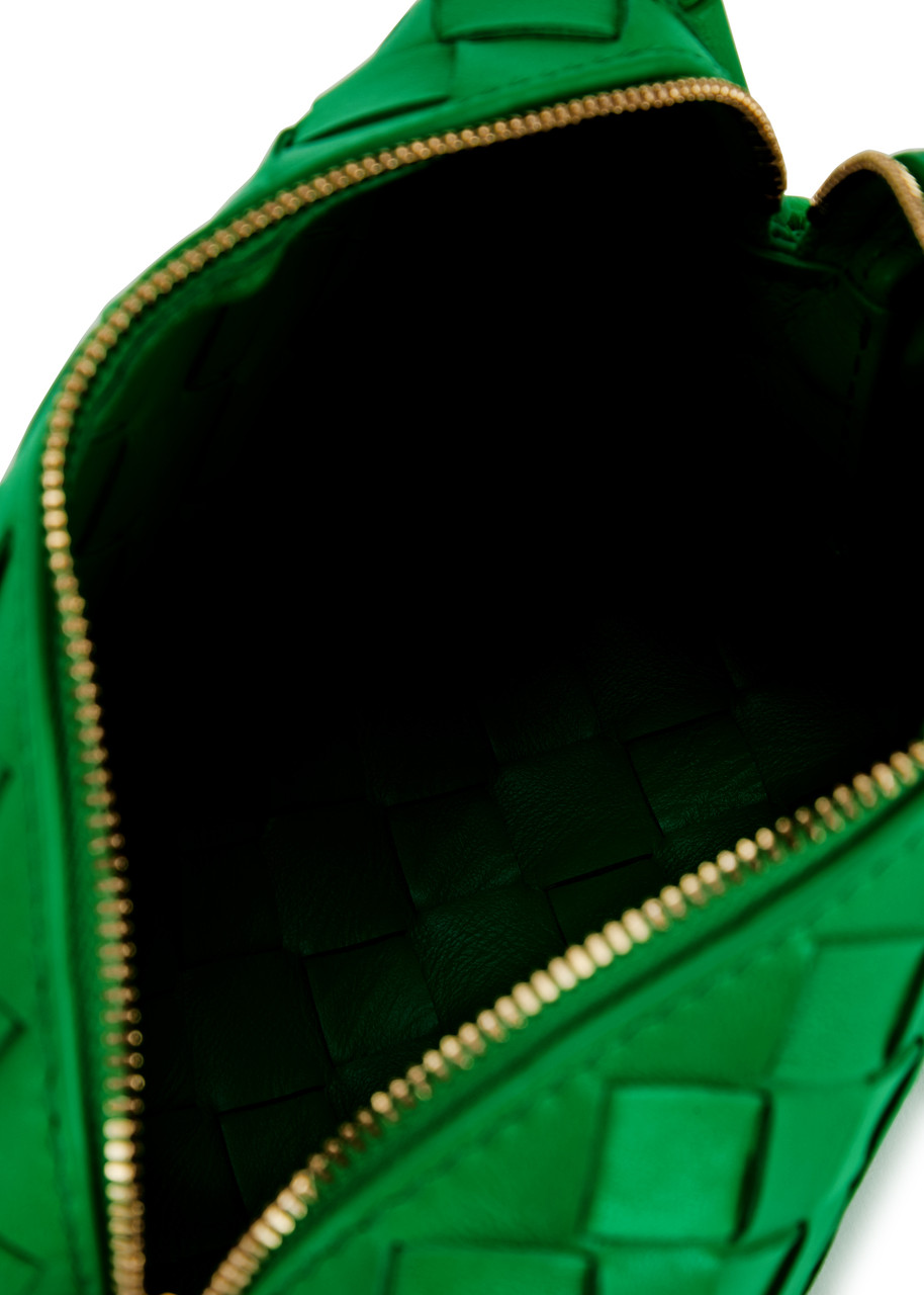 Bottega Veneta Parakeet Green Intrecciato Woven Leather Mini Loop Camera Bag  - Yoogi's Closet