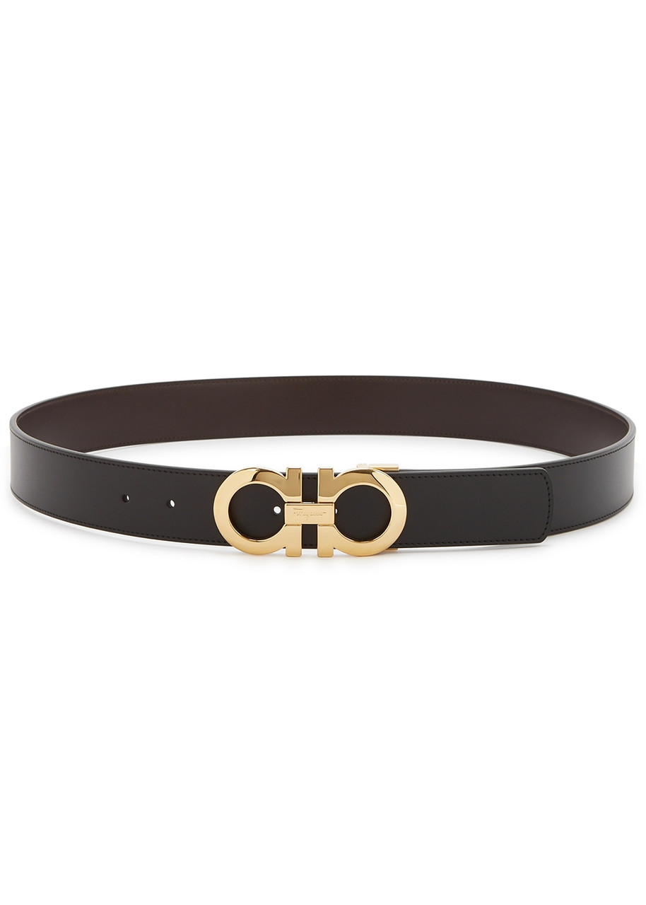 FERRAGAMO Gancini black reversible leather belt Harvey Nichols