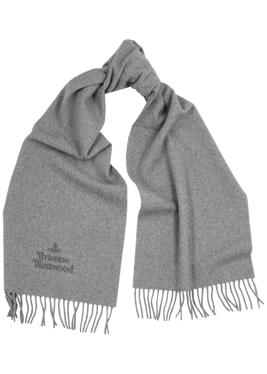 VIVIENNE WESTWOOD Logo-embroidered wool scarf