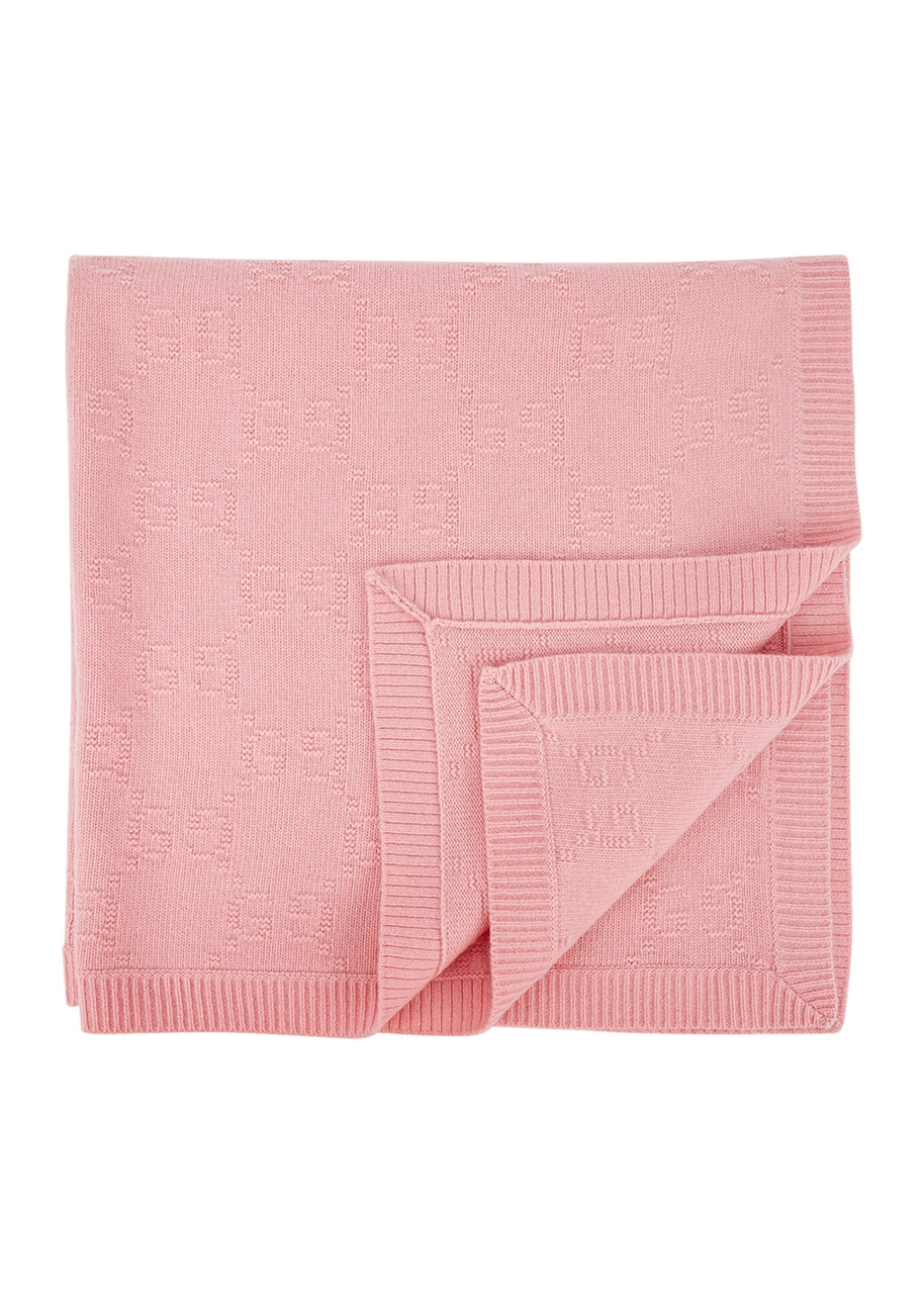 GUCCI ベビーブランケット マット ピンク 80-80 Baby GG wool blanket in light pink | GUCCI® US