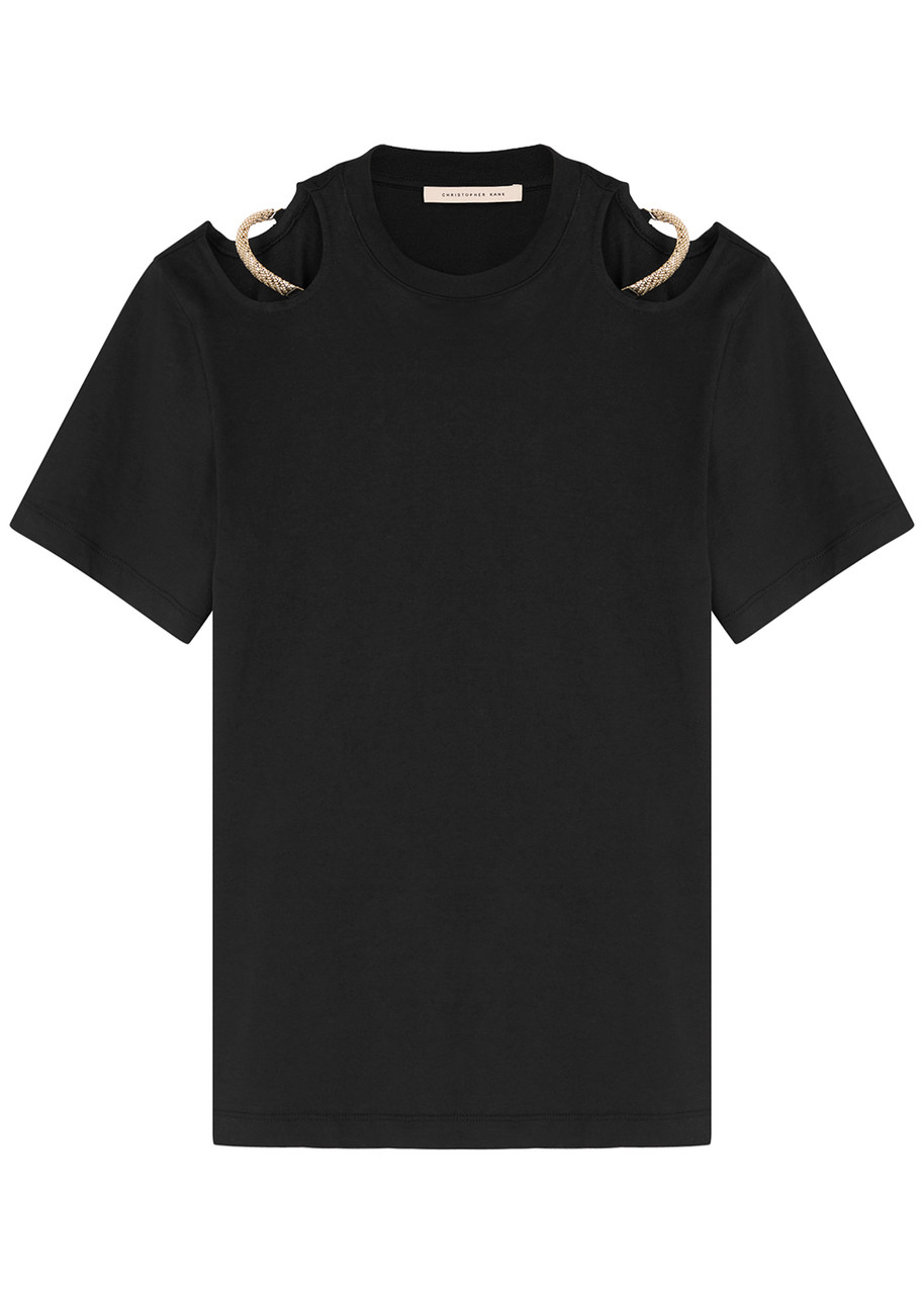 CHRISTOPHER KANE Black chain-embellished cotton T-shirt | Harvey